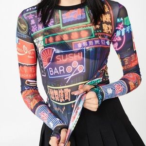 Dolls kill current mood midnight city mesh top 🔮